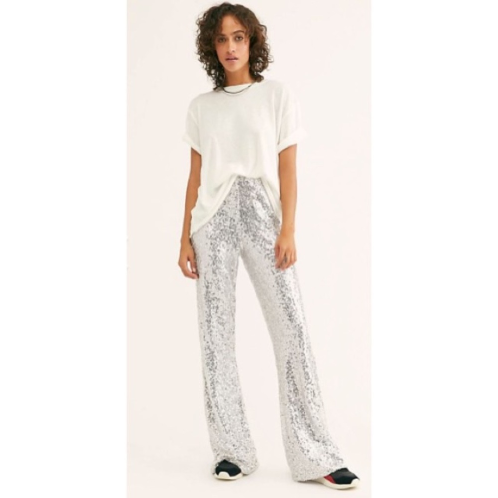 Free People Silver Sequin Pants
